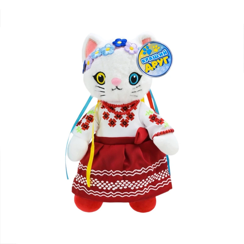Дитяча м'яка іграшка "Кішка україночка" PL8242ua традиційна сукня, 31 см