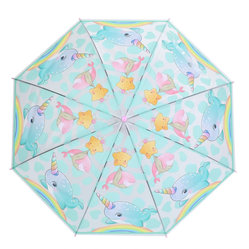 Дитяча парасолька "Нарвал" MK 5791(Light-Pink) довжина 64,5 см, тростина 60 см, діаметр 85 см