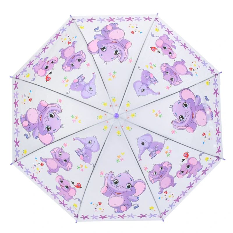 Дитяча парасолька "Слоники" MK 5793(Violet) довжина 65,5 см, тростина 60 см, діаметр 84 см
