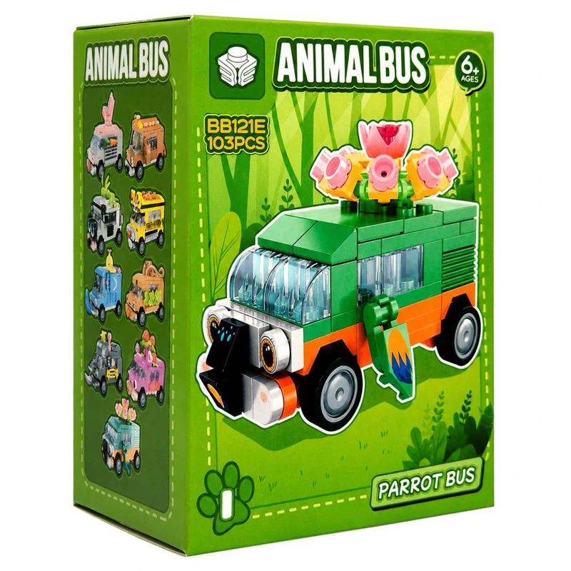 Дитячий конструктор Parrot Bus BB121E-I серії "Animal Bus", 103 деталі — Bambi