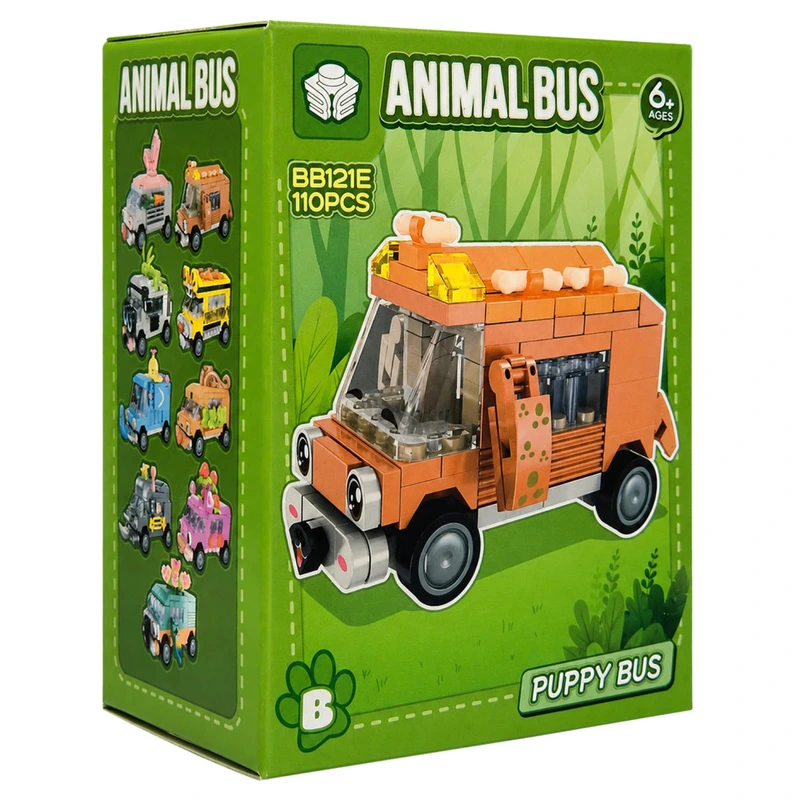 Дитячий конструктор Puppy Bus BB121E-B серії "Animal Bus", 110 деталей — Bambi
