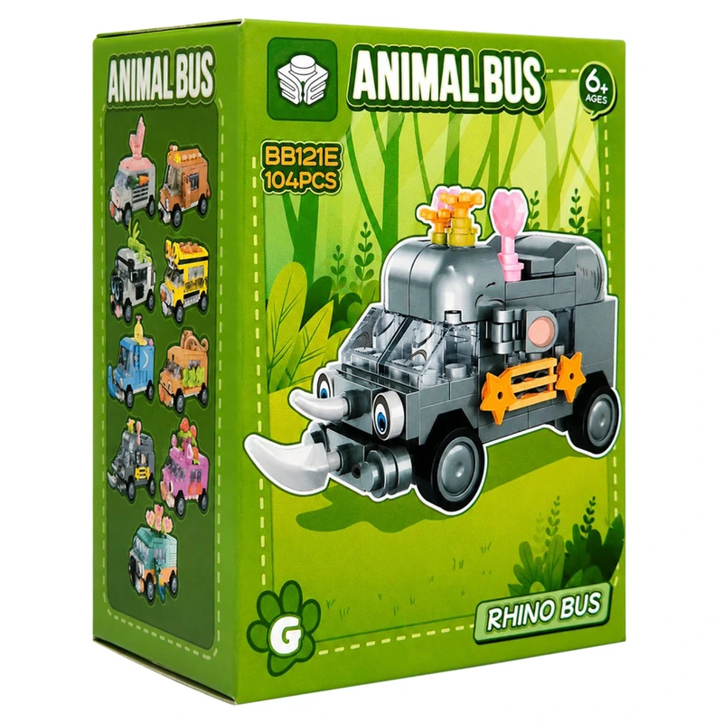 Дитячий конструктор Rhino Bus BB121E-G серії "Animal Bus", 104 деталі — Bambi