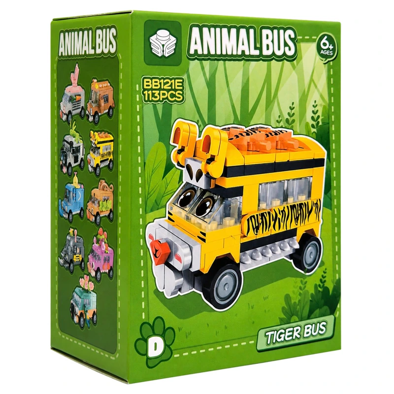 Дитячий конструктор Tiger Bus BB121E-D серії "Animal Bus", 113 деталей — Bambi