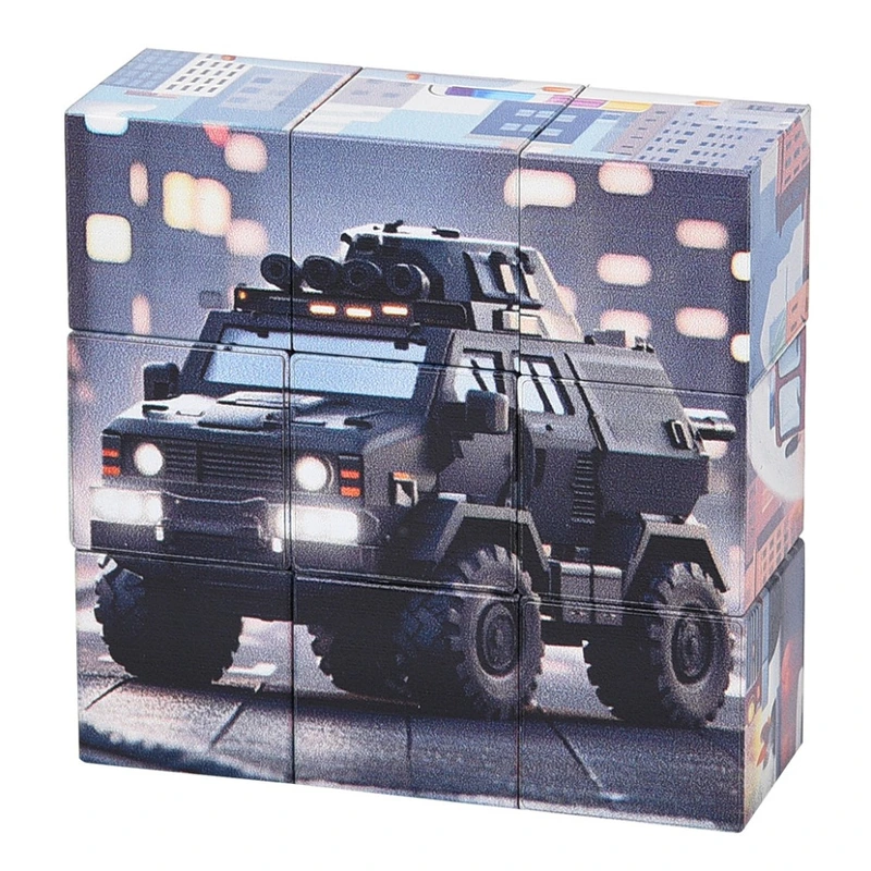 Дитячий магнітний кубік-пазл "Машини будівельні" CL325-3,  3 х 3 — Bambi