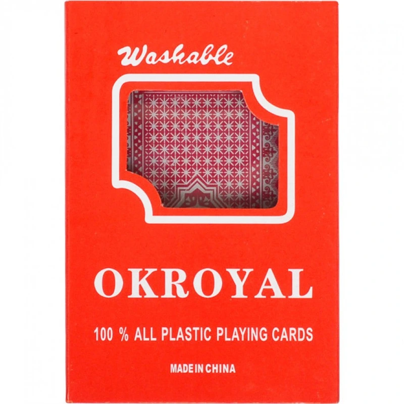 Карти гральні пластикові "OKROYAL" 95306, 54 карти Червоний — Bambi