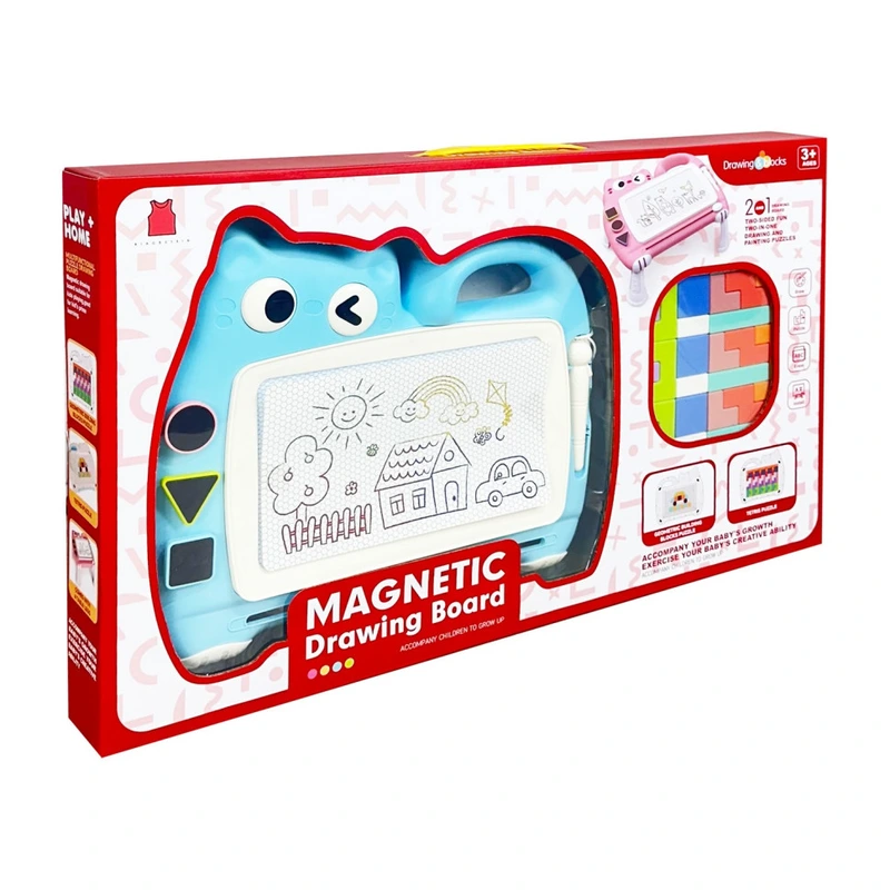Магнітна дошка для малювання "Котик" 2 в 1 QY228(Turquoise) тетріс, пазли — Bambi