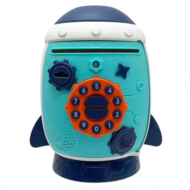 Дитячий банківський термінал "Ракета" MK 5401 музика, звуки тварин, ключ Бірюзовий — Bambi