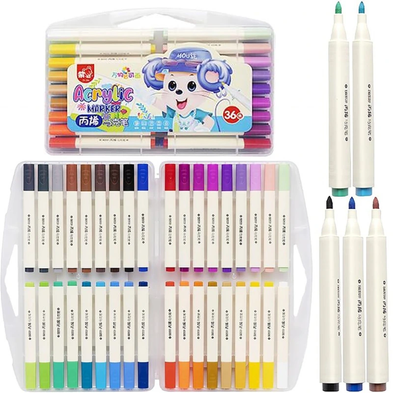 Набір акрилових маркерів 256-36(Blue) 36 кольорів, м'який наконечник — Bambi