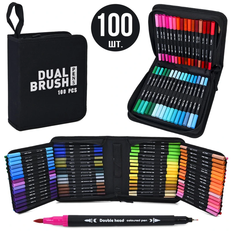 Набір двосторонніх маркерів MK 5766-100 у наборі 100 штук