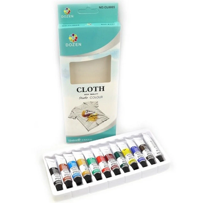 Набір фарб для одягу Dozen DSCN0674, 12 шт по 6 мл — Bambi