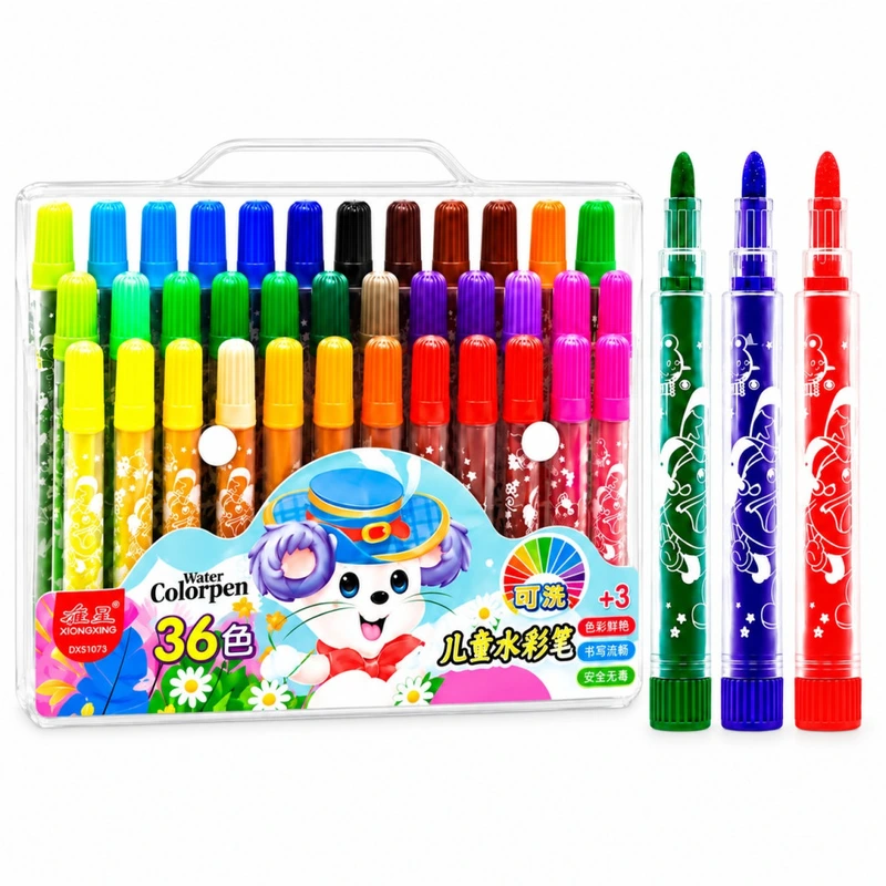 Набір фломастерів "Water color pen" 1103-36-Blue, 118556, 36 кольорів, у сумочці — Bambi