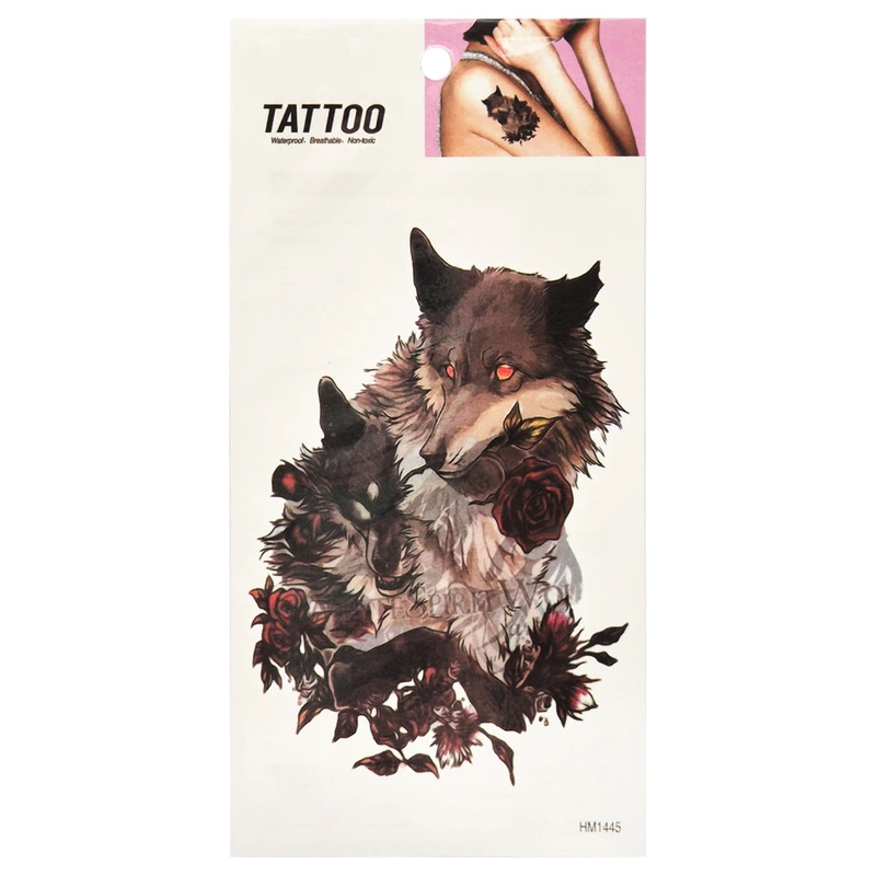 Тимчасове татуювання "Вовки в трояндах Tattoo" 1020-HM1445