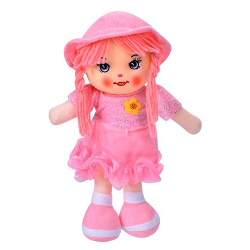 Дитяча іграшкова лялька YG0009(Pink) 33 см, м'яка набивна, петелька — Bambi