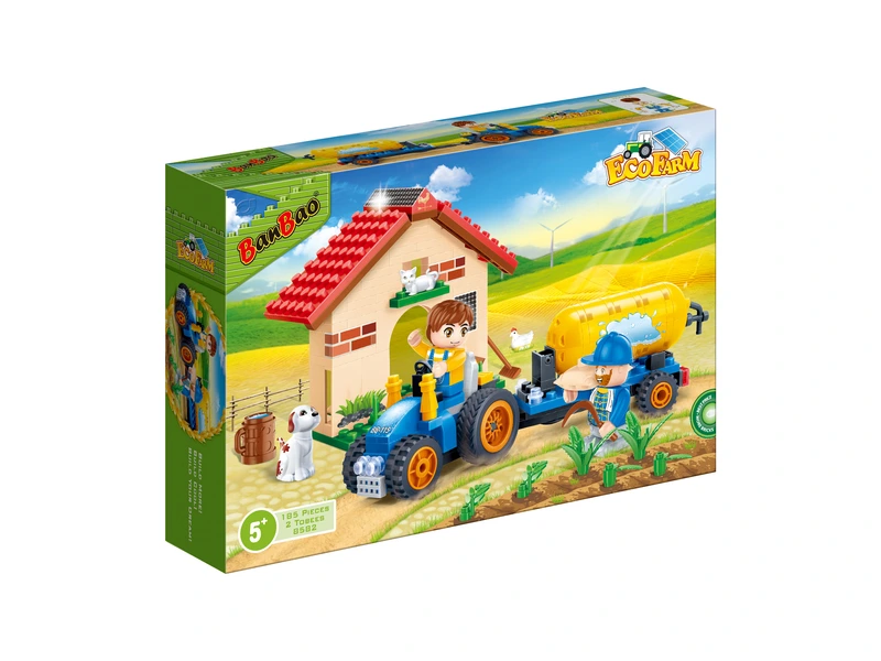 Конструктор "Екоферма" (185 елм.) Будиночок та тракторець — Banbao