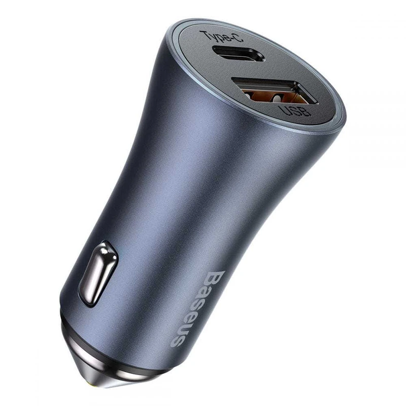 Автомобільний зарядний пристрій Baseus Golden Contactor Pro Dual Quick Charger Car Charger U+C 40W Dark Gray