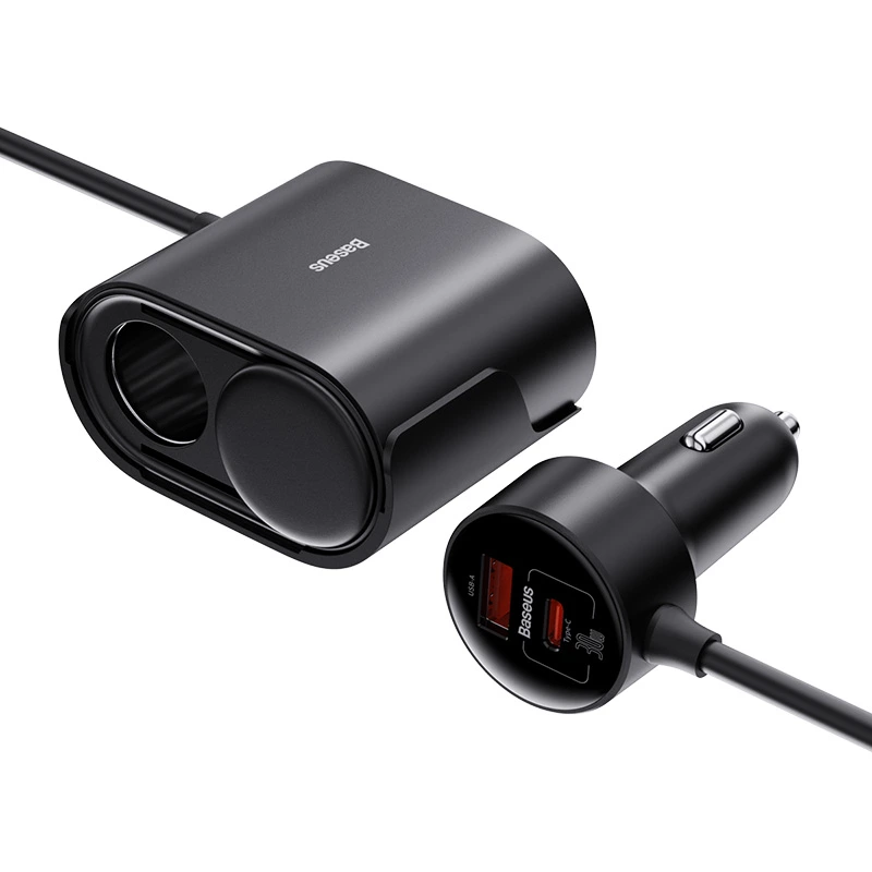 Автомобільний зарядний пристрій Baseus High Efficiency Pro 1-for-2 Car Cigarette Lighter 30W Cosmic Black — Baseus
