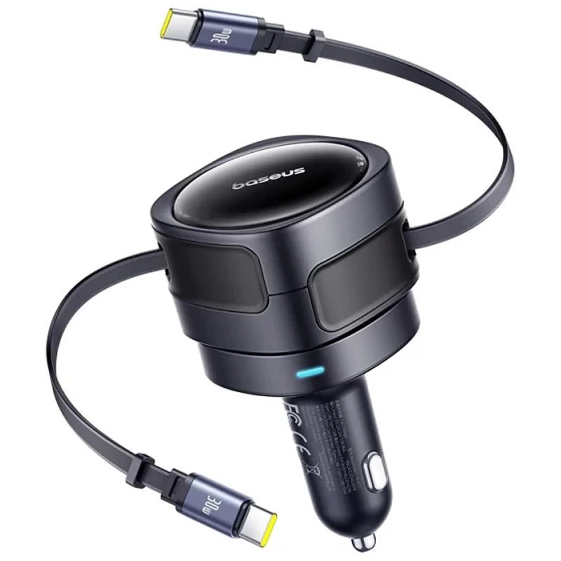 АЗП Baseus Enjoyment Max PD60W with retractable cable (2USB-C) (C00035507121) Cosmic Black