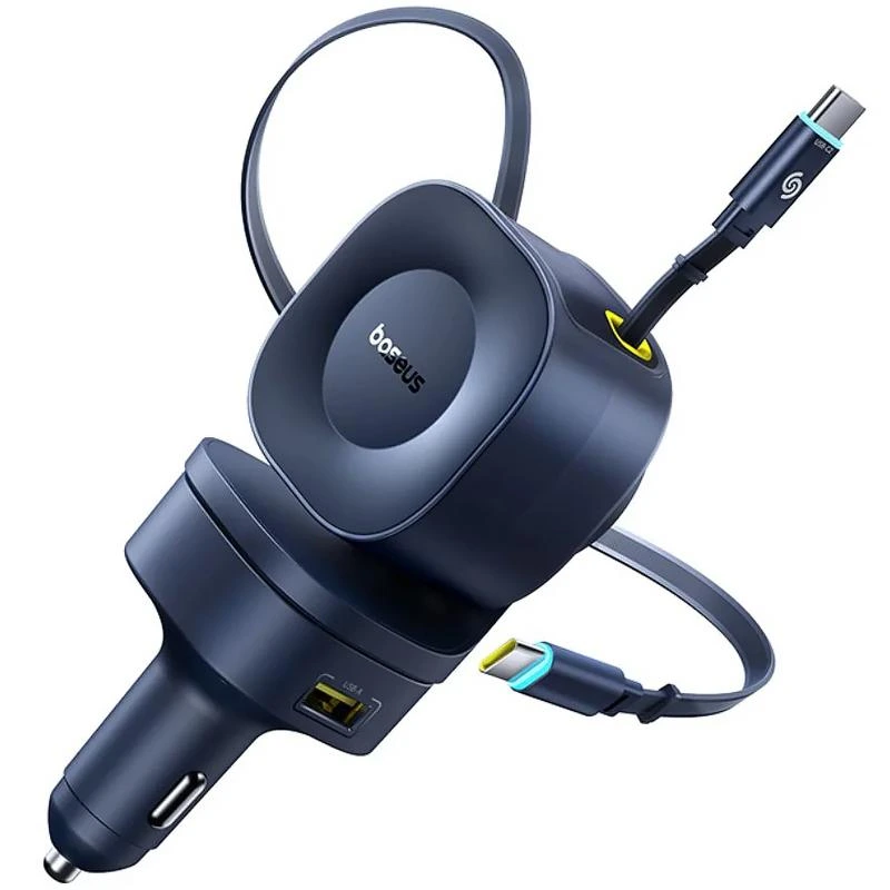 АЗП Baseus PrimeTrip VR2 Max PD100W+QC3.0 with retractable cable (1USB-A/3C) (C02066) Cosmic Black — Baseus