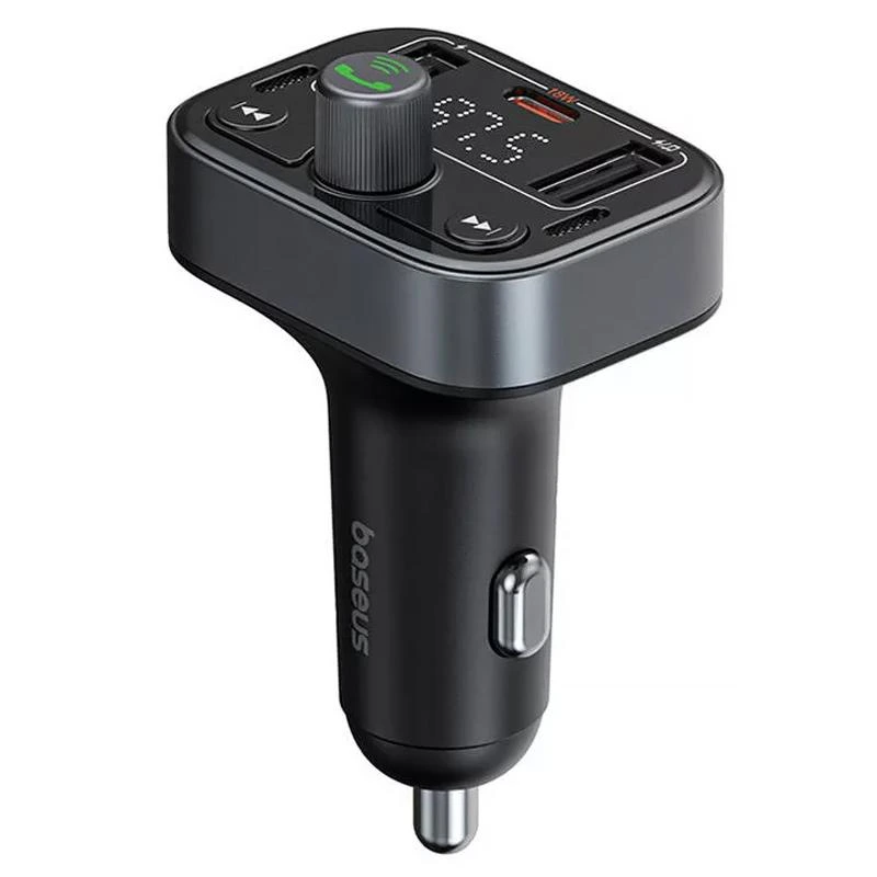 АЗП FM модулятор Baseus S-09 Pro Series 18W (2USB-A/1C) (C10762200113) Cluster Black