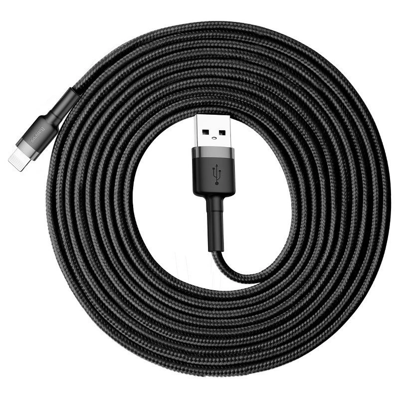 Кабель Baseus Cafule Cable USB For iP 2A 3m Gray+Black — Baseus