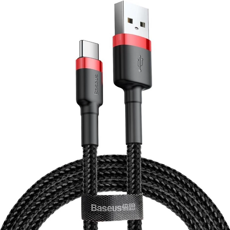 Кабель Baseus Cafule Cable USB For Type-C 2A 3m Red+Black — Baseus
