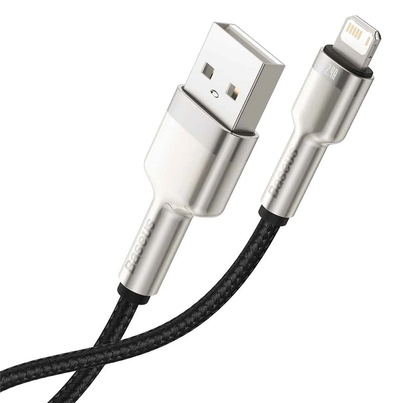 Кабель Baseus Cafule Series Metal Data Cable USB to IP 2.4A 2m Black — Baseus
