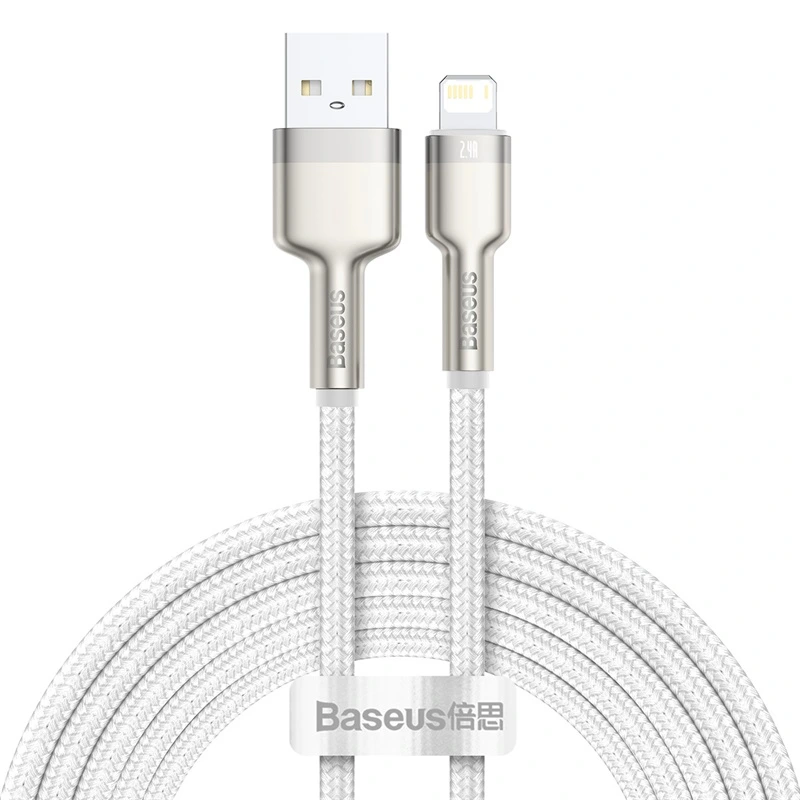 Кабель Baseus Cafule Series Metal Data Cable USB to IP 2.4A 2m White — Baseus