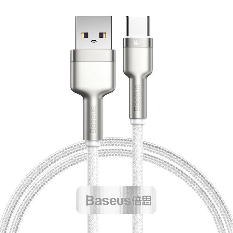 Кабель Baseus Cafule Series Metal Data Cable USB to Type-C 66W 1m White