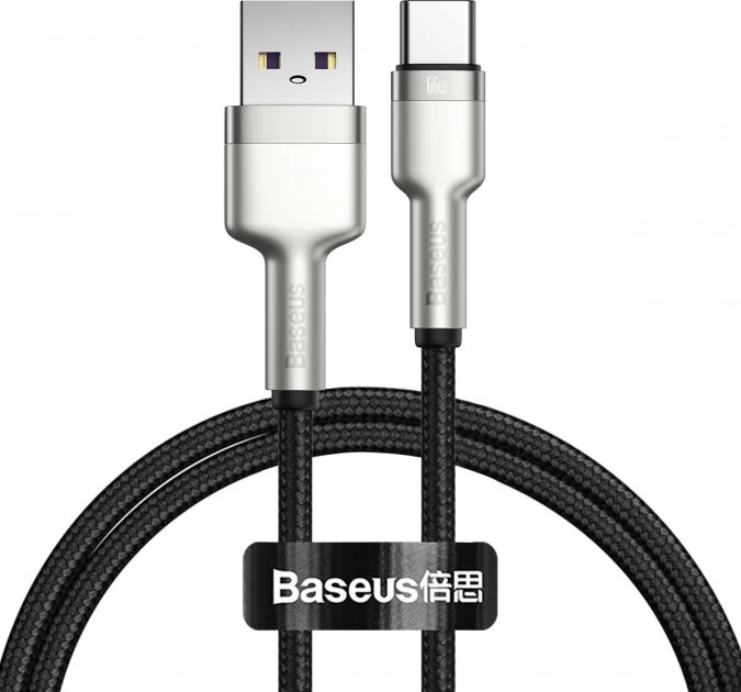Кабель Baseus Cafule Series Metal Data Cable USB to Type-C 66W 1m Black