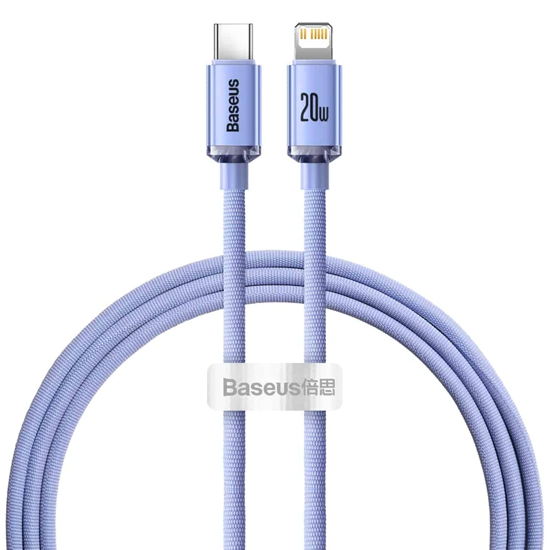 Кабель Baseus Crystal Shine Series Fast Charging Data Cable Type-C to iP 20W 1.2m Purple