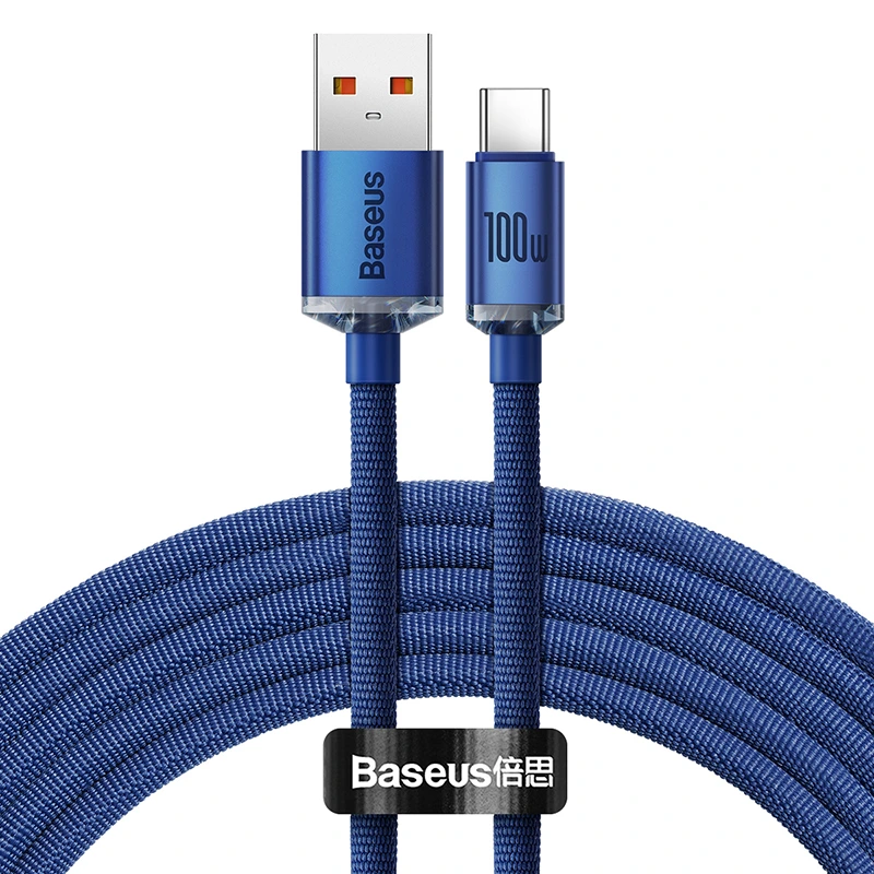 Кабель Baseus Crystal Shine Series Fast Charging Data Cable USB to Type-C 100W 2m Blue