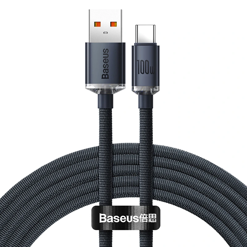 Кабель Baseus Crystal Shine Series Fast Charging Data Cable USB to Type-C 100W 2m Black — Baseus