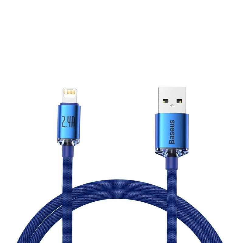 Кабель Baseus Crystal Shine Series Fast Charging Data Cable USB to iP 2.4A 1.2m Blue — Baseus