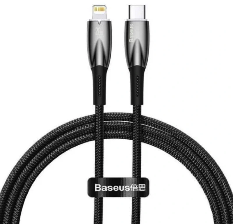 Кабель Baseus Glimmer Series Fast Charging Data Cable Type-C to iP 20W 1m Black