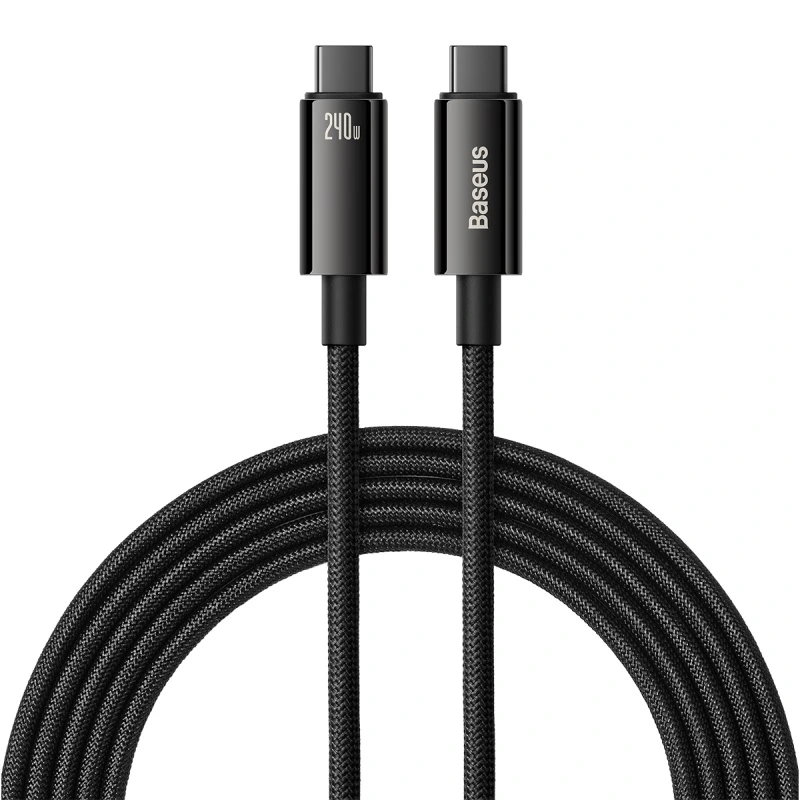 Кабель Baseus Tungsten Gold Fast Charging Data Cable Type-C to Type-C 240W 3m Black — Baseus