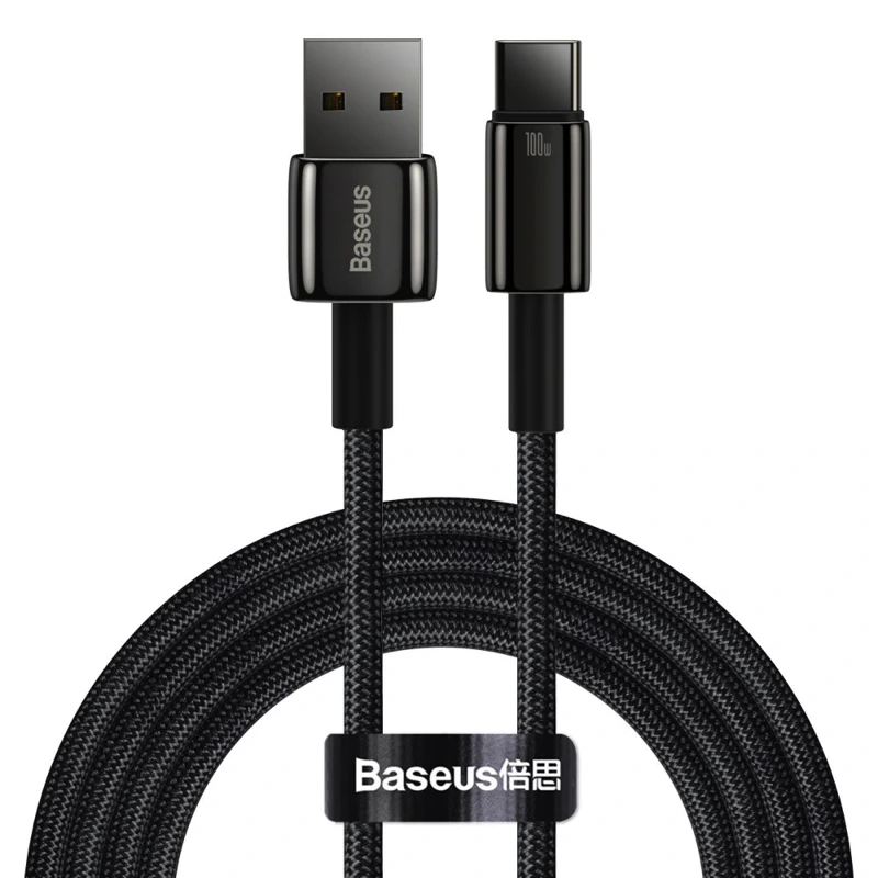 Кабель Baseus Tungsten Gold Fast Charging Data Cable USB to Type-C 100W 1m Black — Baseus