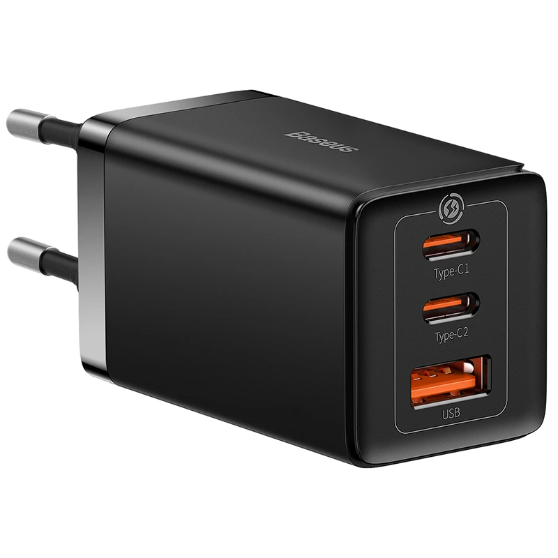 Мережевий зарядний пристрій з кабелем Baseus GaN5 Pro Fast Charger 2C+U 65W  EU  Black(Baseus Xiaobai charging Cable Type-C  to Type-C 100W)