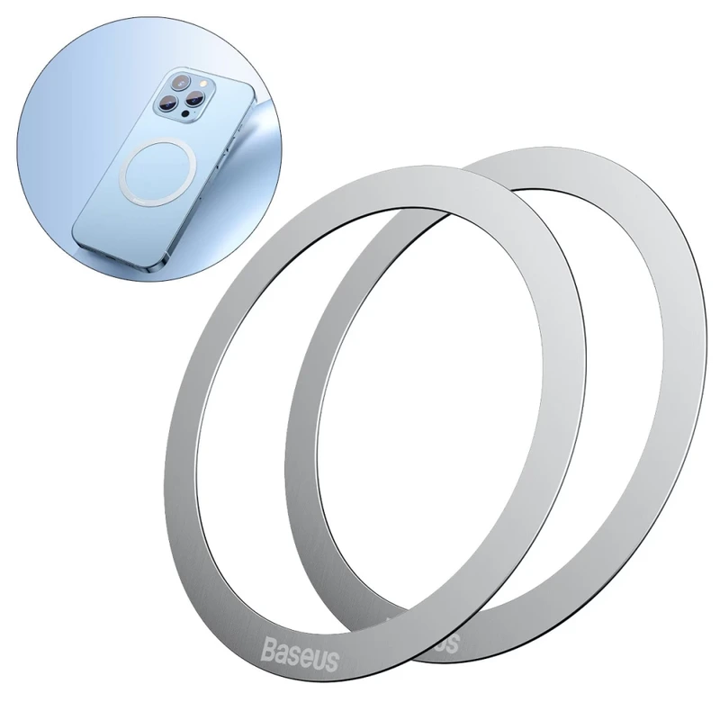 Пластина для магнітного тримача Baseus Halo Series Magnetic Metal Ring（2pcs/pack）Silver — Baseus