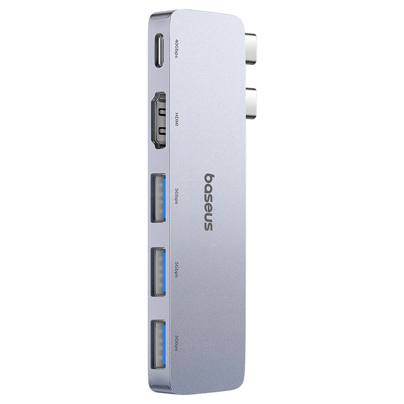 USB-хаб Baseus UltraJoy Series 5-Port HUB Space Grey (USB-C*2 to USB-C 40Gbps*1+HDMI 4K@30Hz*1+USB3.0*3）