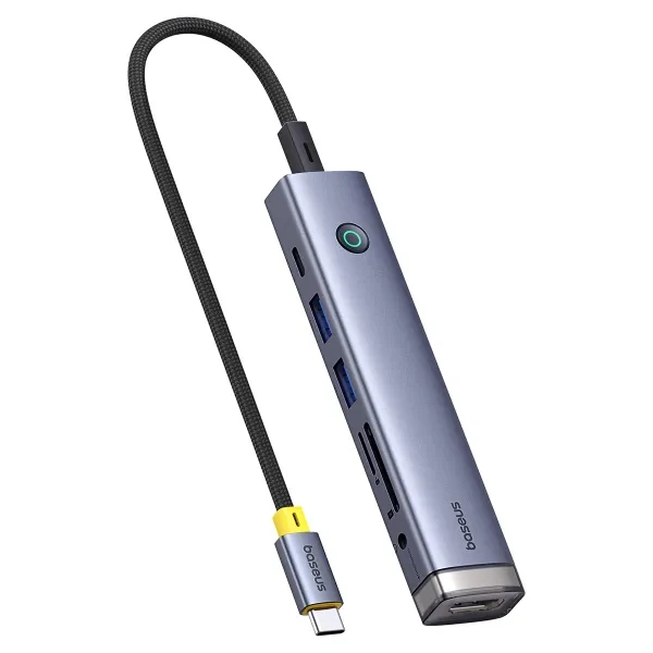 USB-хаб Baseus UltraJoy Series 7-Port HUB AIR Space Grey (Type-C to HDMI4K@60Hz*1+USB3.0*2+PD*1+SD/TF3.0*1+3.5mm*1) — Baseus