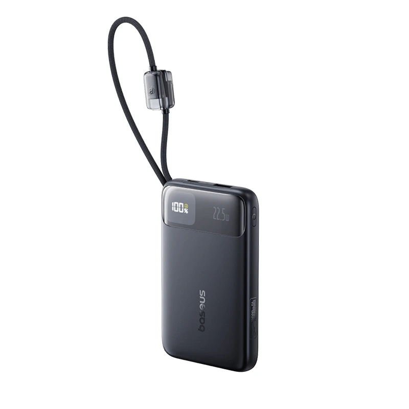 Зовнішній акумулятор Baseus EnerFill FC11 Digital Display Power Bank with Dual Built-in Cables 10000mAh 22.5W Cosmic Black — Baseus