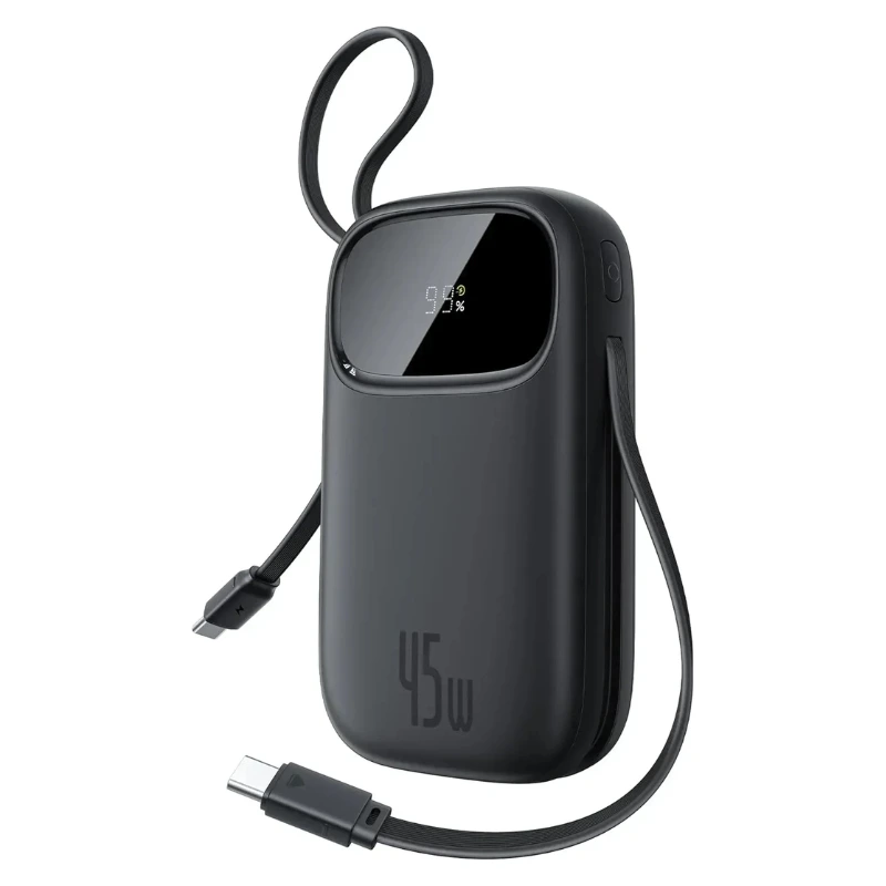 Зовнішній акумулятор Baseus EnerFill FC31 Qpow 3 Digital Display Power Bank with USB-C+iP Cables 20000mAh 45W Cosmic Black
