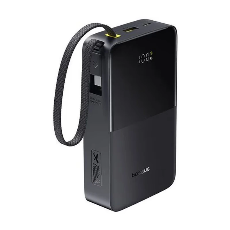 Зовнішній акумулятор Baseus EnerFill FC51 Bipow 2 Pro Digital Display Power Bank with Built-in Cable 20000mAh 22.5W Cosmic Black — Baseus