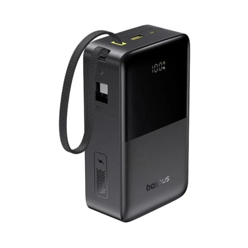 Зовнішній акумулятор Baseus EnerFill FC51 Bipow 2 Pro Digital Display Power Bank with Built-in Cable 30000mAh 22.5W Cosmic Black — Baseus