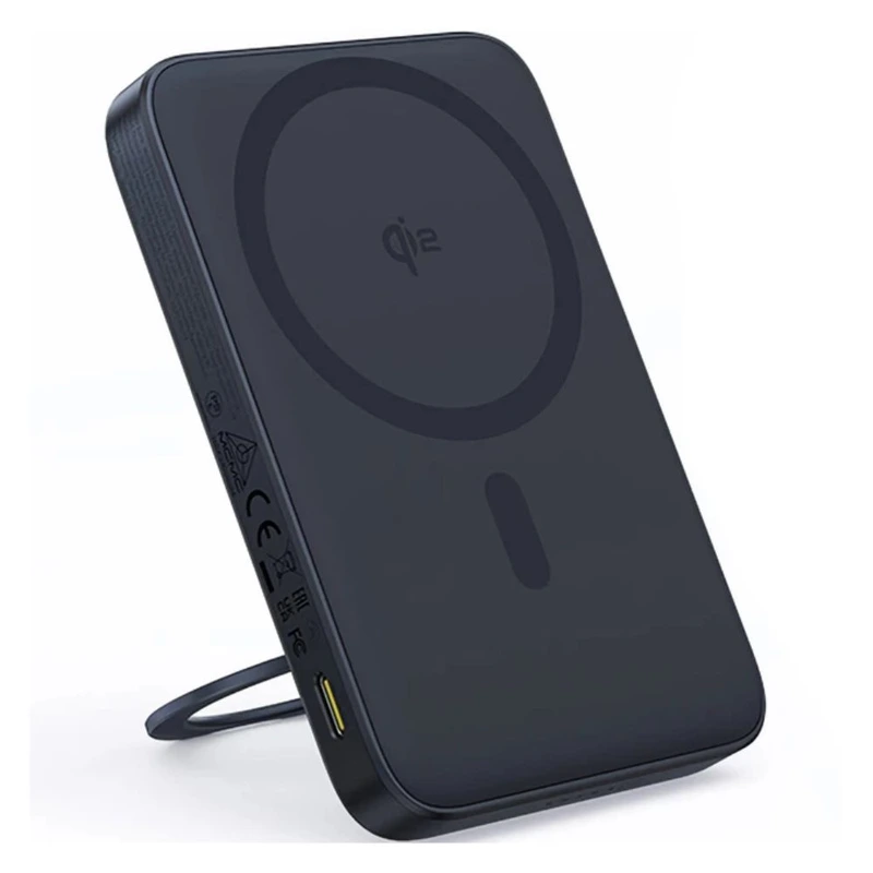 Зовнішній акумулятор Baseus PicoGo Qi2 Magnetic Power Bank with Rotatable Stand 5000mAh 20W Cosmic Black (with Simply Series Charging Cable Type-C — Baseus