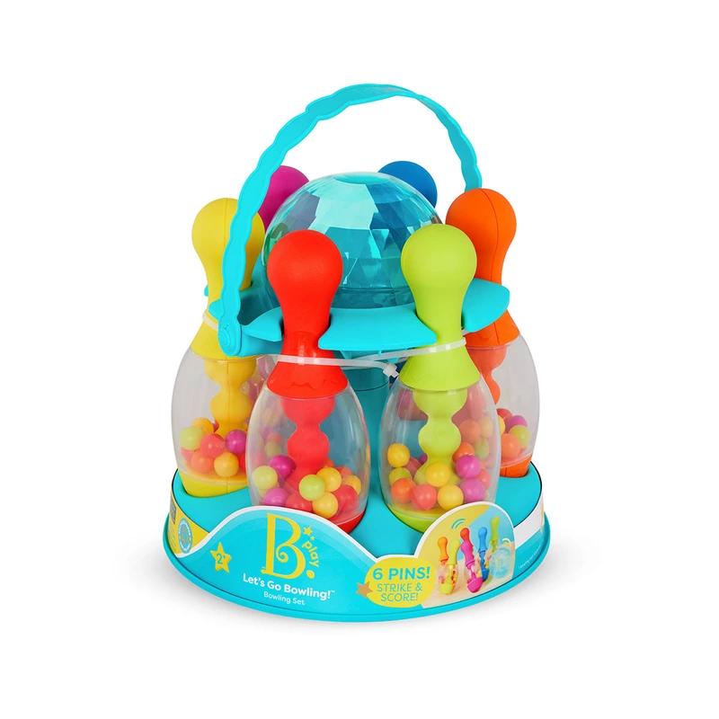Ігровий набір - ЯСКРАВИЙ БОУЛІНГ (6 кеглів, куля, підставка) — Battat