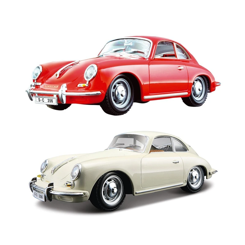 Автомодель - PORSCHE 356B (1961) (асорті слонова кістка, червоний, 1:24) — Bburago