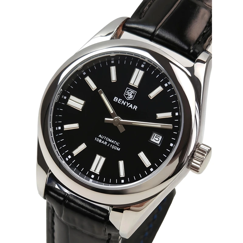 Чоловічий механічний годинник Benyar Automatic Leather Deluxe, 2 ремінці — Benyar