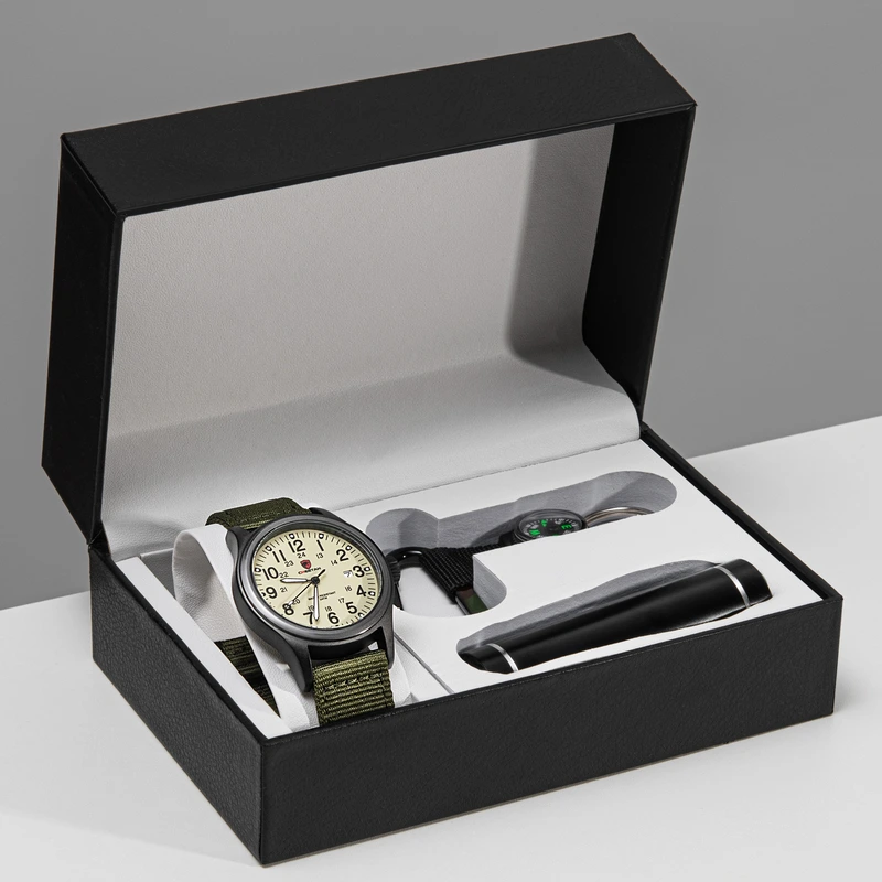 Чоловічий тактичний годинник Besta Box Command Light набір з компасом