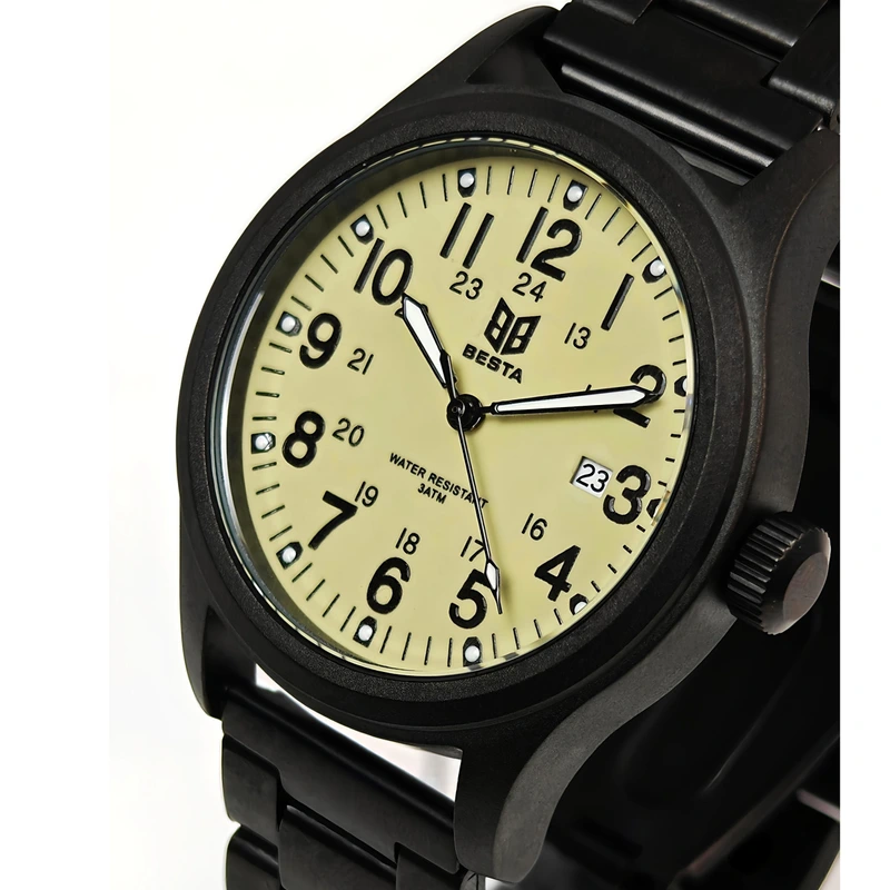 Чоловічий тактичний годинник Besta Command Green Metal, 2 ремінці